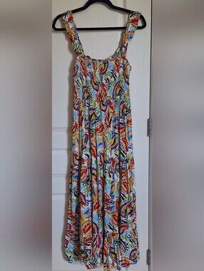 Lrg Multi-Color Tropical Print Sundress